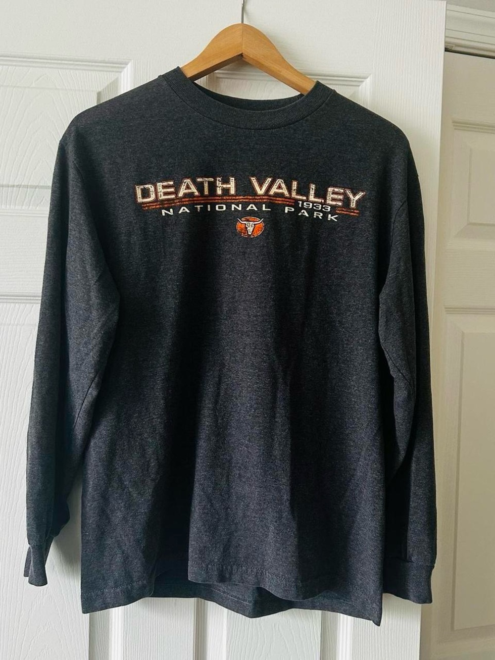 Death Valley National Park Long Sleeve Tee - Charcoal with Orange Logo